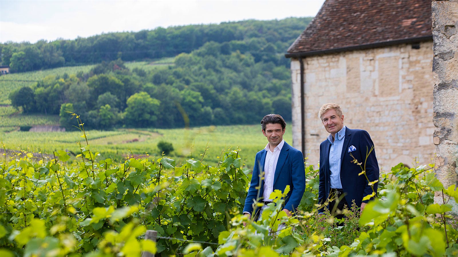 Pianist Jean-Yves Thibaudet and violinist Gautier Capuçon in a vineyard in Burgundy