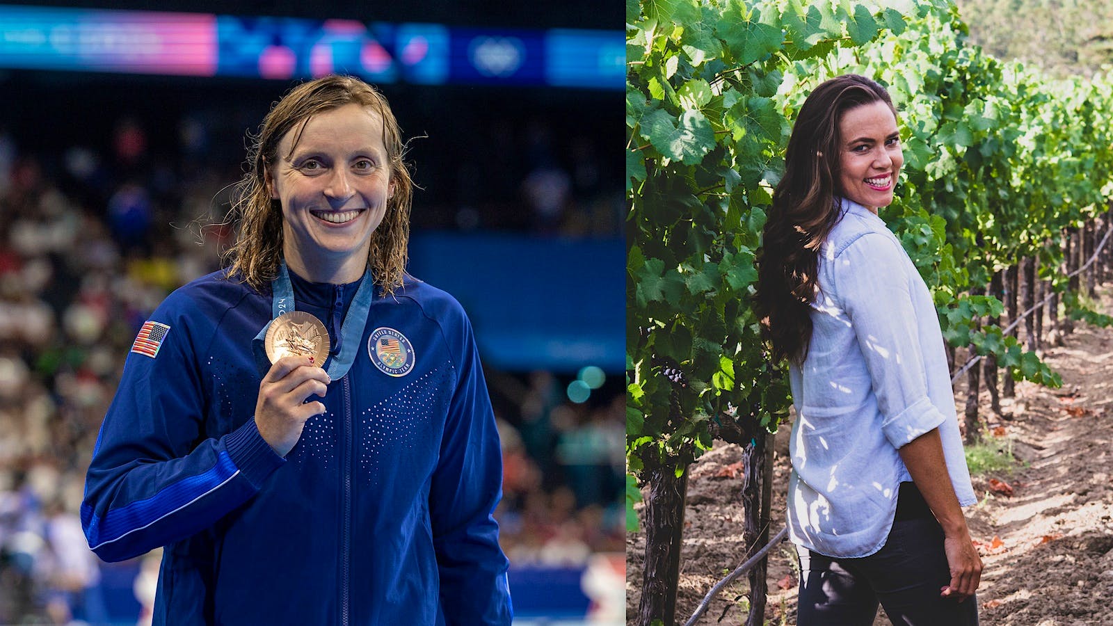 Olympic swimmers Katie Ledecky and Natalie Coughlin Hall