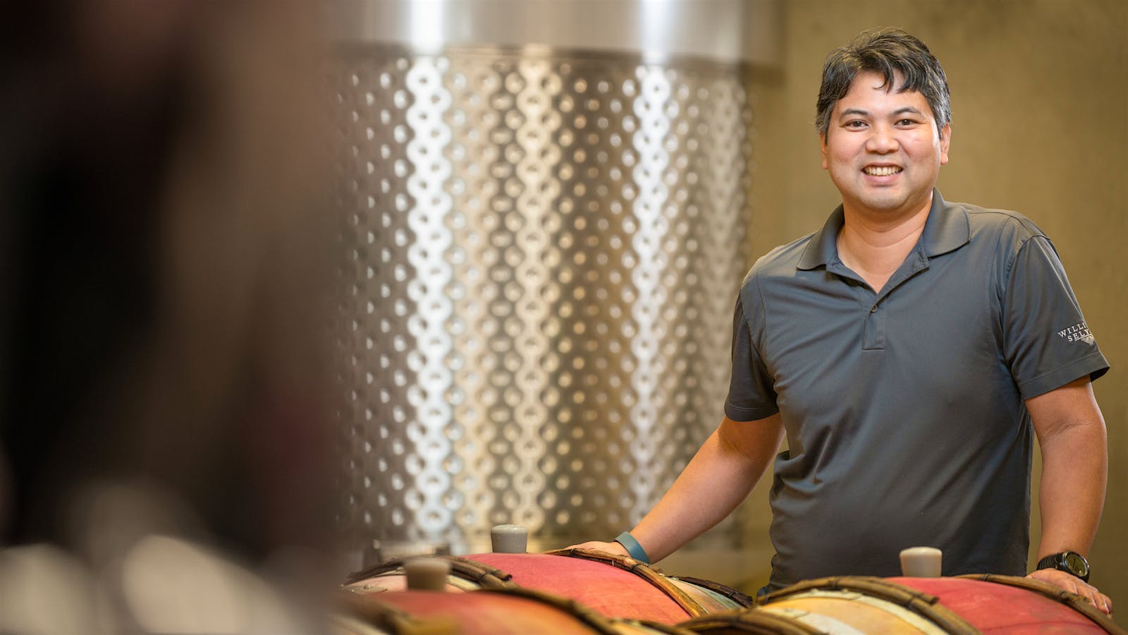 Williams Selyem winemaker Jeff Mangahas in the winery